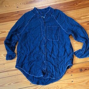 Aerie Navy Casual Button Down Shirt